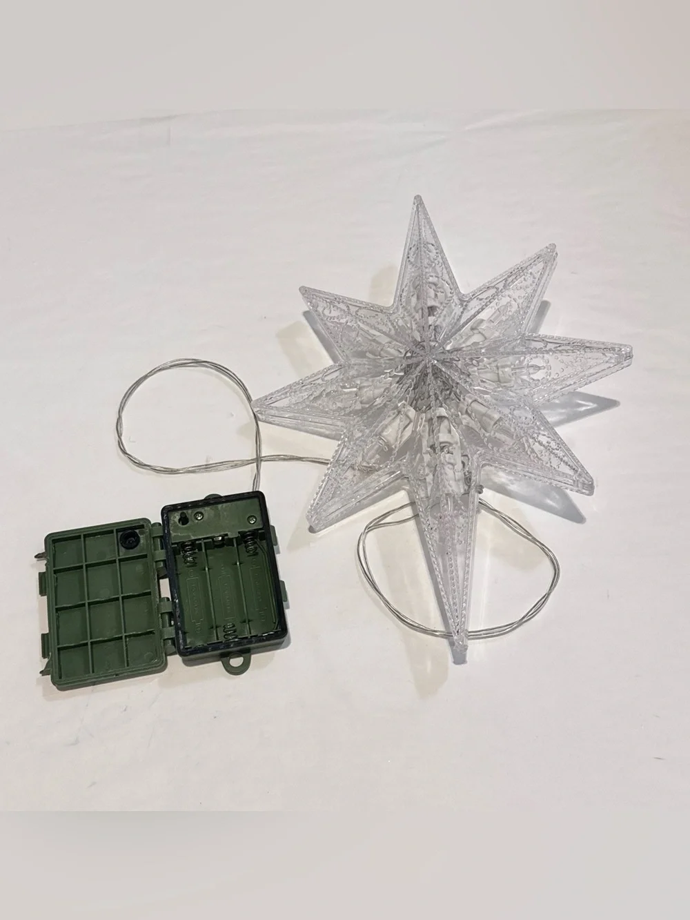 🌴 Clear LED Star Tree Topper with Battery Pack - Home Holiday